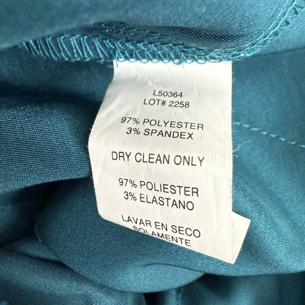 Xscape Strapless Mini Dress Size 4 Teal Satin Drape Wrap Cocktail Homecoming - Picture 10 of 16